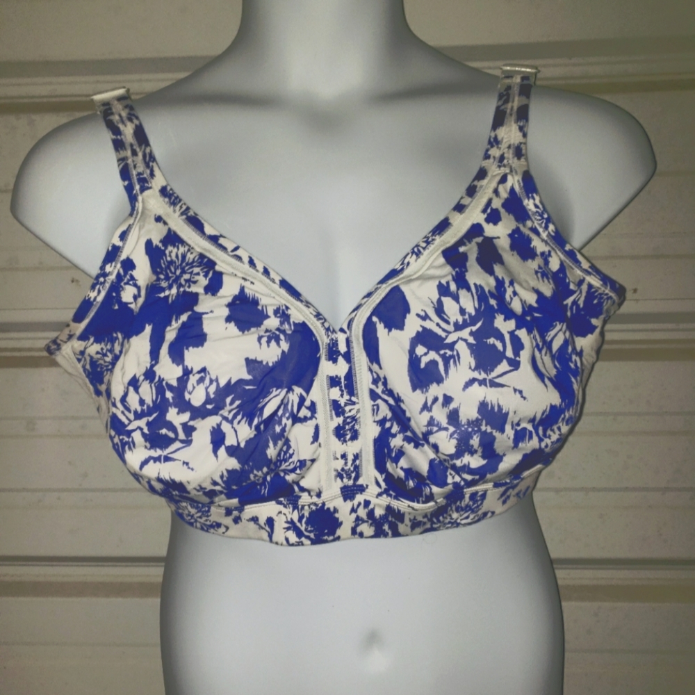 44G Size Lane Bryant Wire-free Bra Blue White